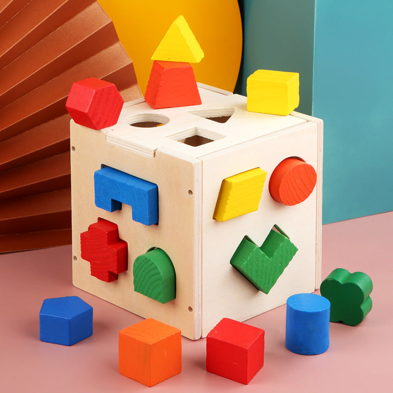 Pine Wood Shape-Matching Box — Ages 3+