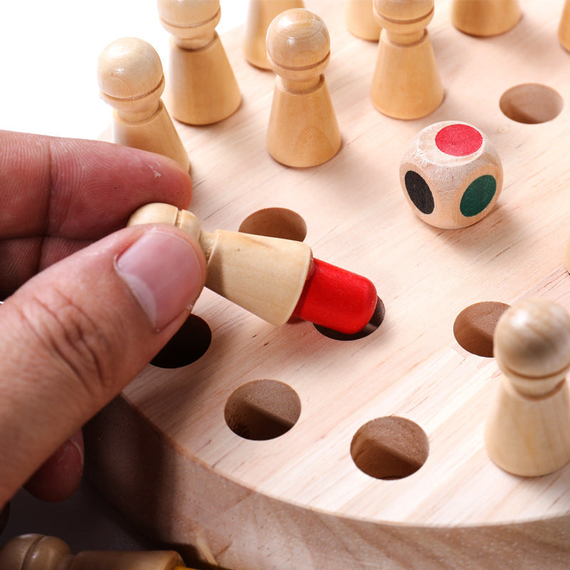 Wooden Color Memory Chess Game — Ages 3+