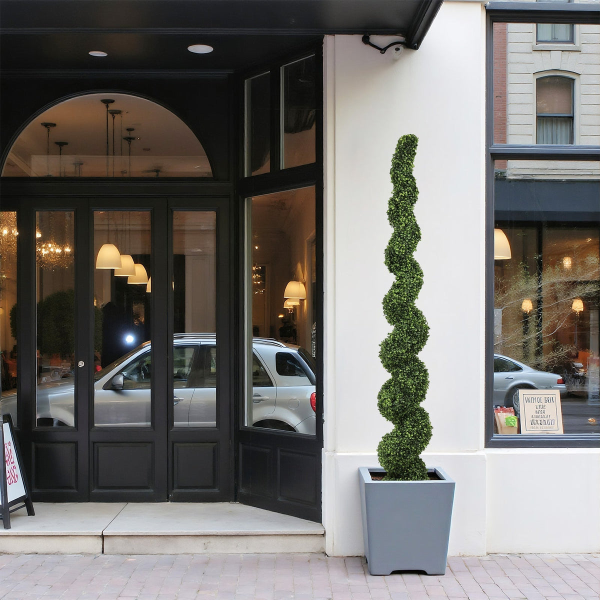 7FT Spiral Topiary Trees Artificial Outdoor Faux Boxwood Plants