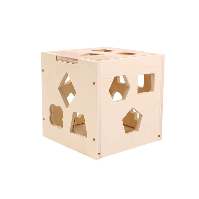 Pine Wood Shape-Matching Box — Ages 3+