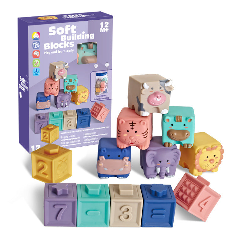 Soft Animal-Relief Building Blocks — Ages 12 Months+