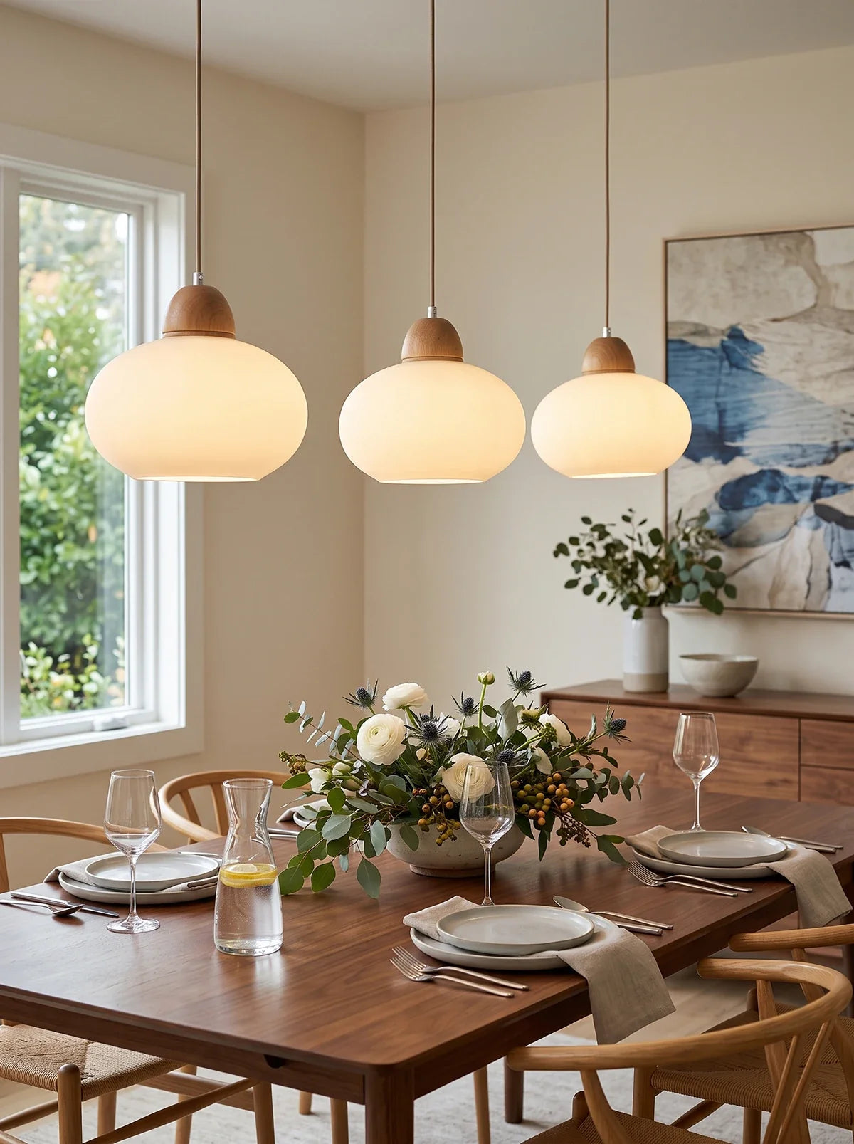 Traditional Japanese Glass Pendant Light