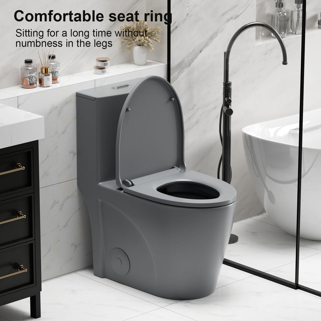 One-Piece Tornado Dual-Flush Toilet with Soft-Close Seat - Gray, Pink or Black