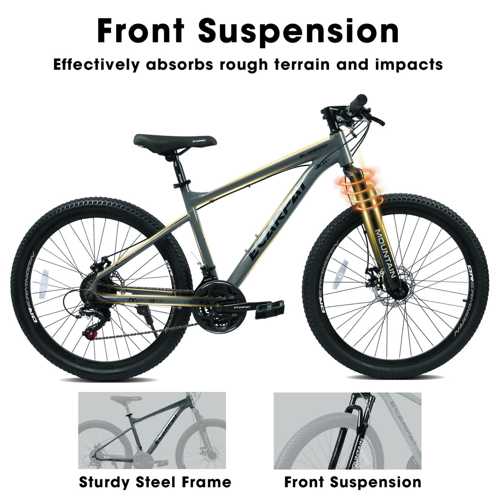 26 Inch All-Terrain Mountain Bike with Disc Brakes - Carbon Steel
