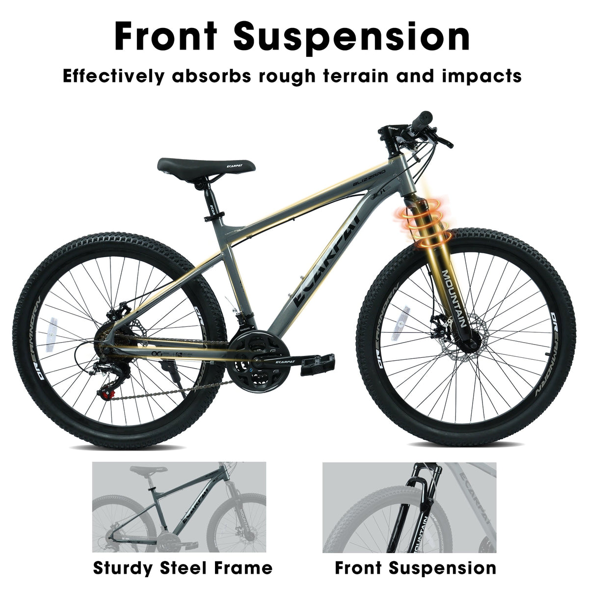 26 Inch All-Terrain Mountain Bike with Disc Brakes - Carbon Steel