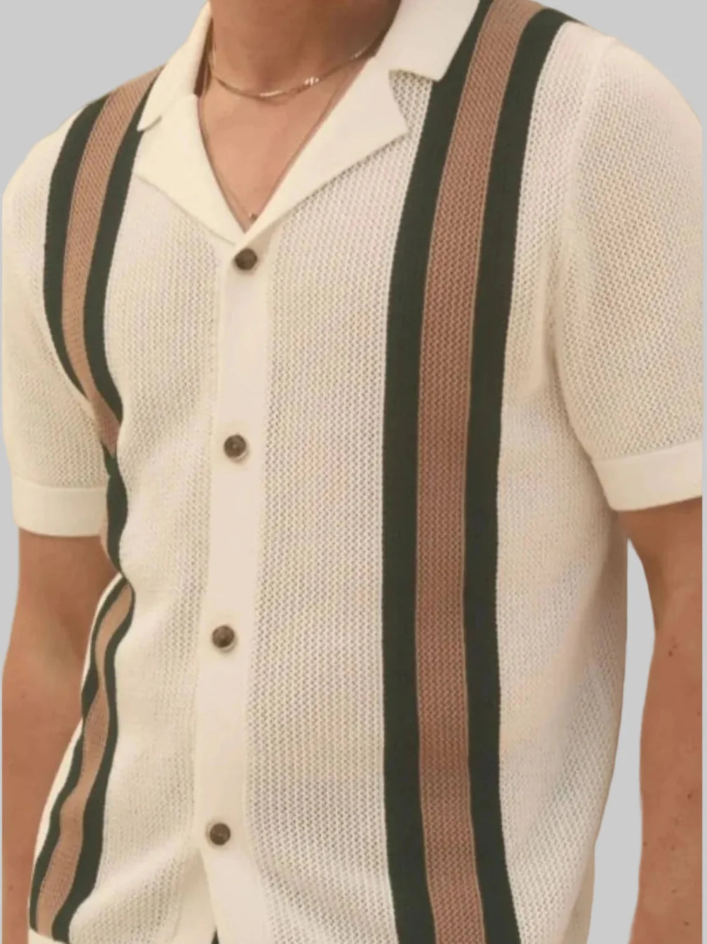Men's Viscose Button-Down Short Sleeve Shirt