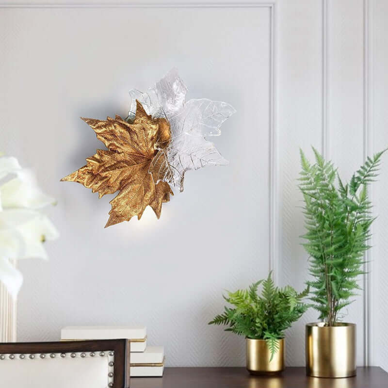 Leaf-shaped Crystal Wall Light