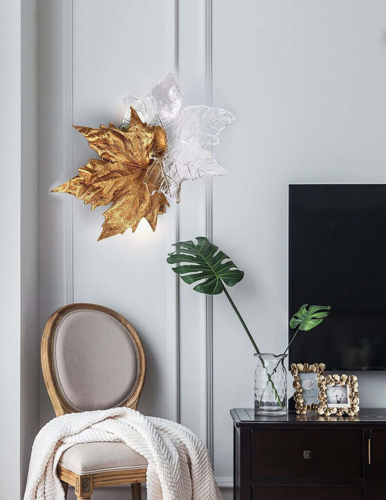 Leaf-shaped Crystal Wall Light