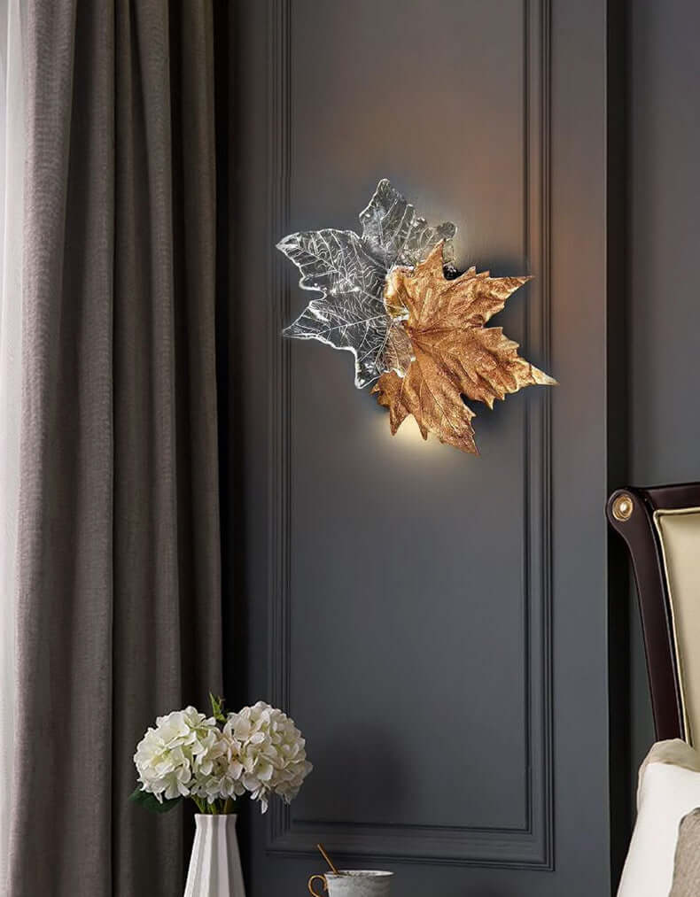 Leaf-shaped Crystal Wall Light