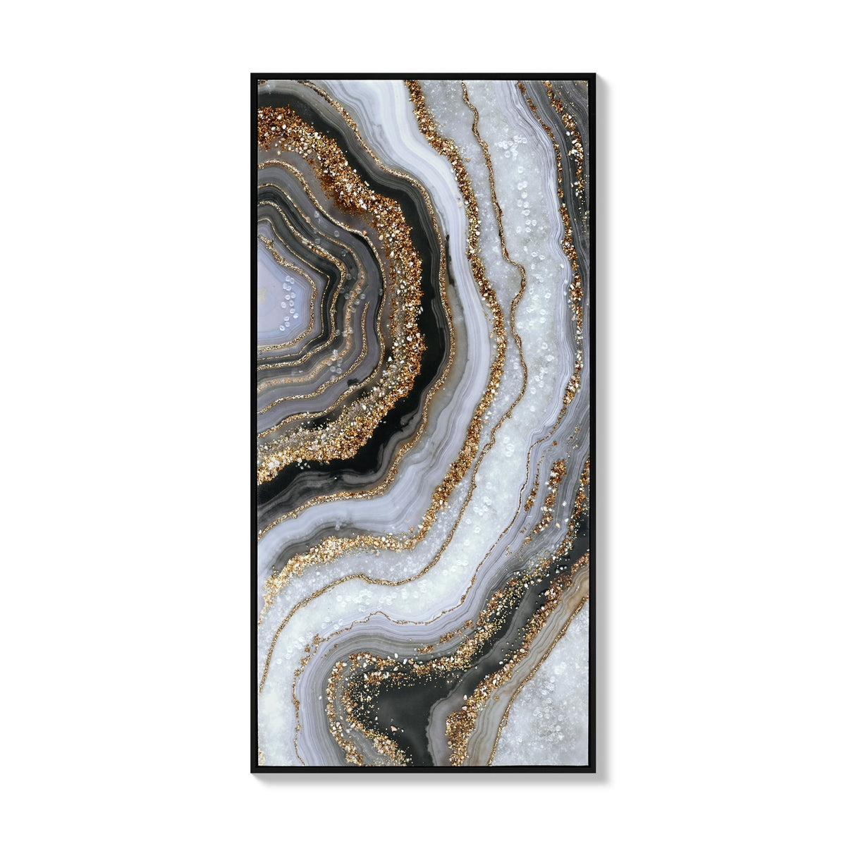 Black, Gray & Gold Canvas Wall Art with Hand-Painted Detailing