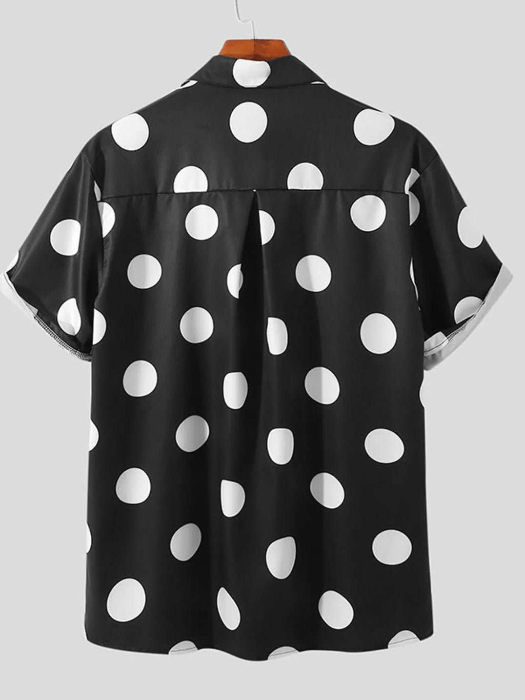 Men's Full Size Polka Dot Short Sleeve Button-Up Shirt