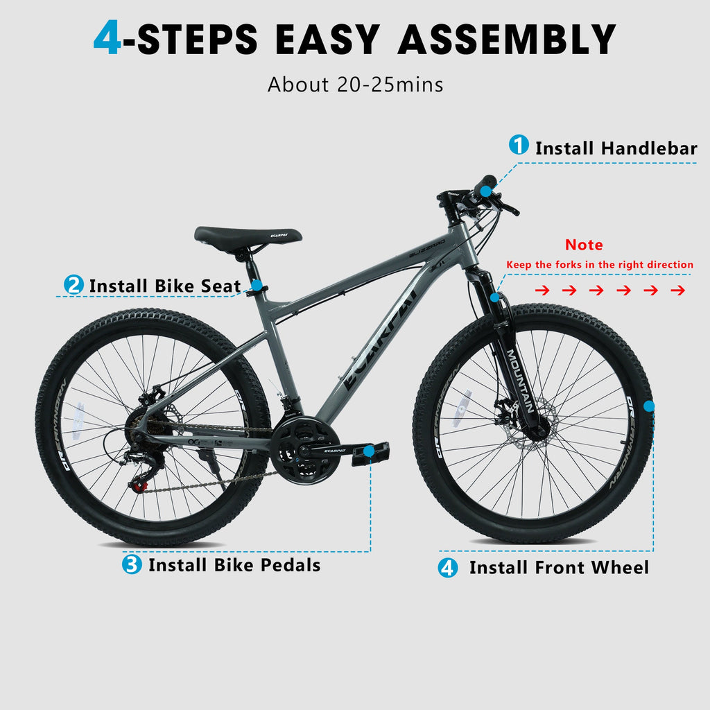 26 Inch All-Terrain Mountain Bike with Disc Brakes - Carbon Steel