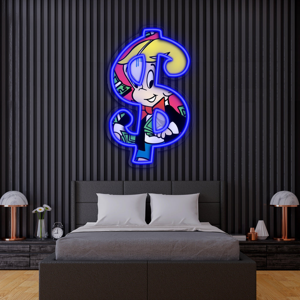 LED Neon Richie Rich Custom Wall Art Sign - Handcrafted Premium Pop Culture Decor