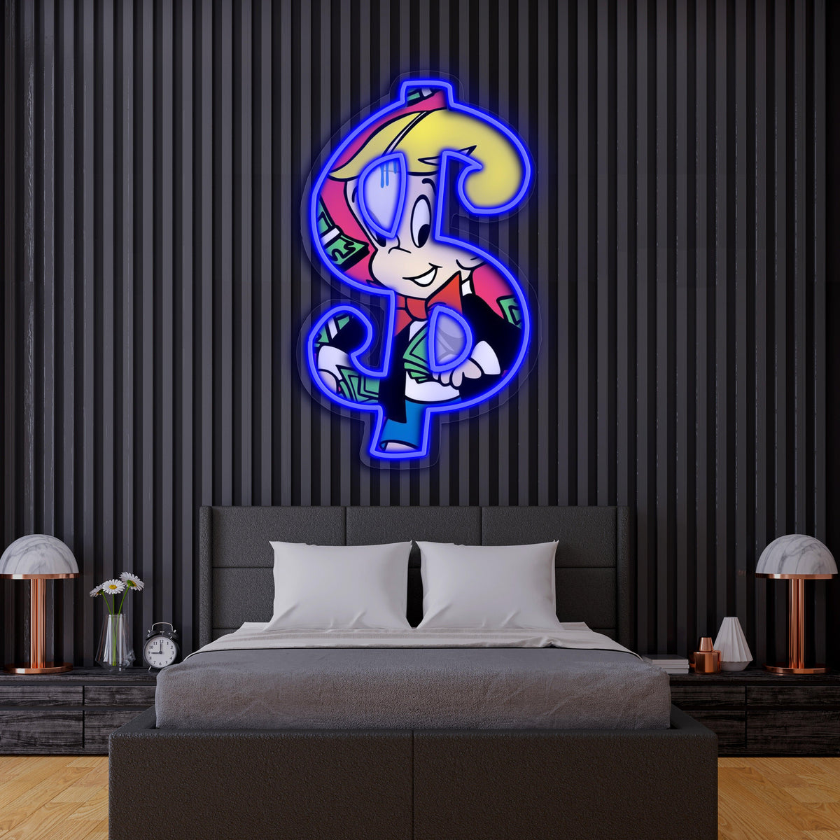 LED Neon Richie Rich Custom Wall Art Sign - Handcrafted Premium Pop Culture Decor