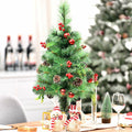 Set of 2 29 Inch Battery Powered Pre-lit Pathway Holiday Christmas Trees
