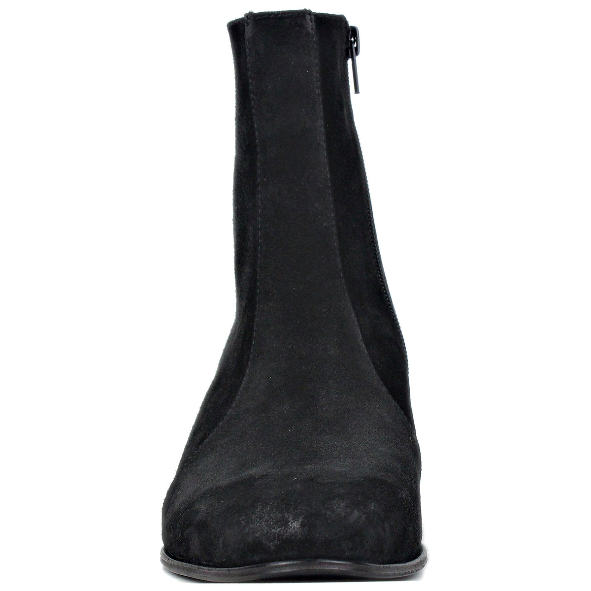 OSSTONE Men Chelsea Ankle Boots Leather Heeled Boots With Side Zipper Cuban Heel Dress Boots Disco Shoes OS-JY051 BLACK SUEDE