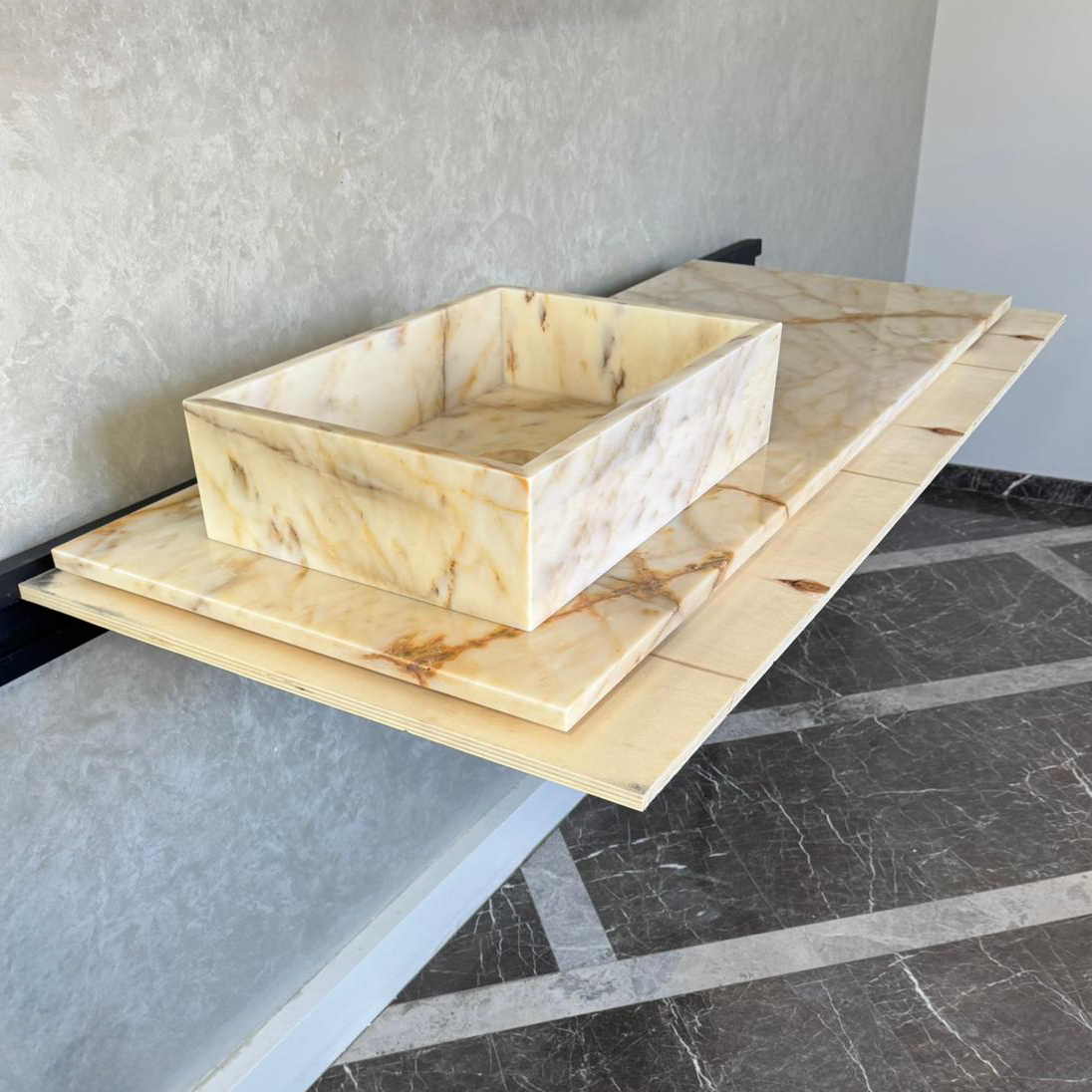 Calacatta Gold Natural Stone Marble Vanity Sink - Handmade Luxury
