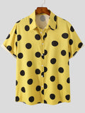 Men's Full Size Polka Dot Short Sleeve Button-Up Shirt