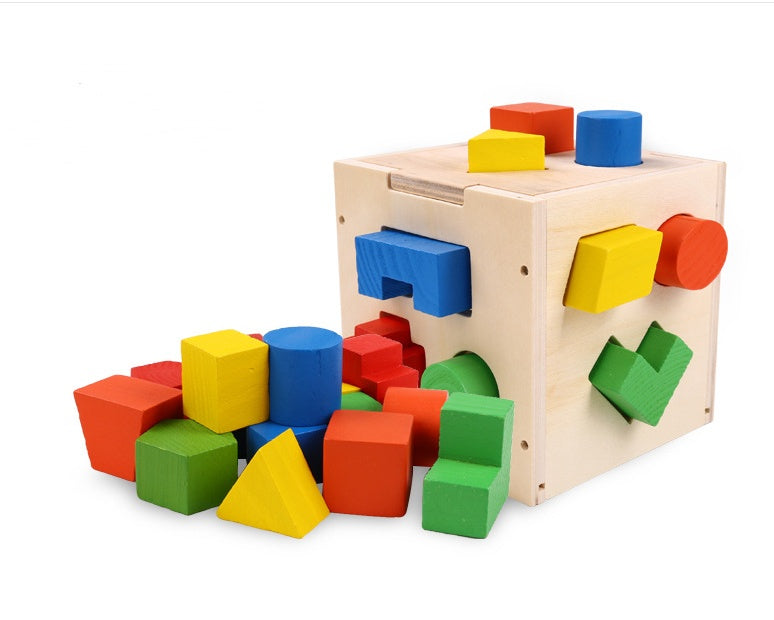 Pine Wood Shape-Matching Box — Ages 3+
