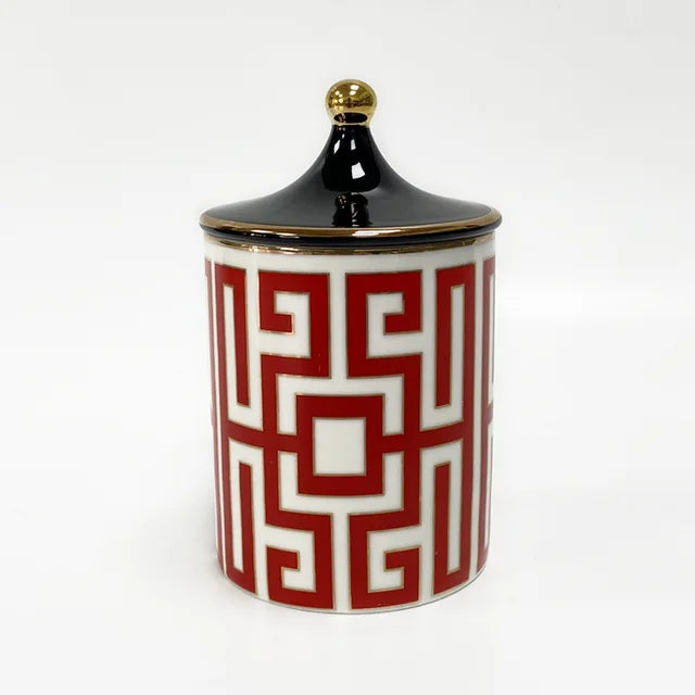 Gold Plated Stripe Ceramic Storage Jar Home Scented Candle Bottle Wedding Candy Gift Jar Cosmetic Jewelry Storage Bottle Decor