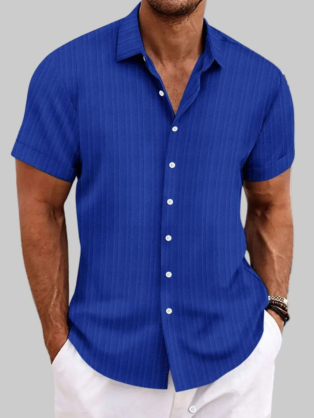 Men's Full Size Button-Up Short Sleeve Shirt