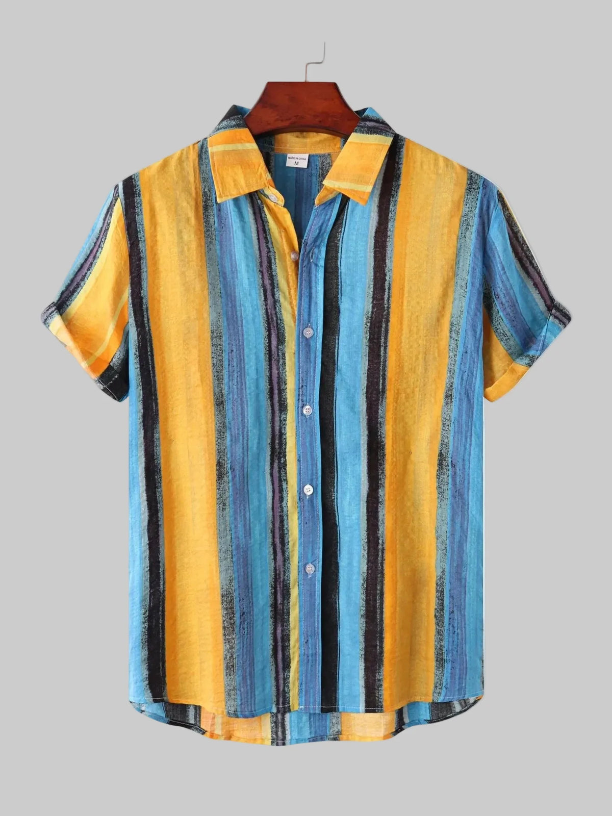 Men's Button Down Striped Collared Neck Shirt