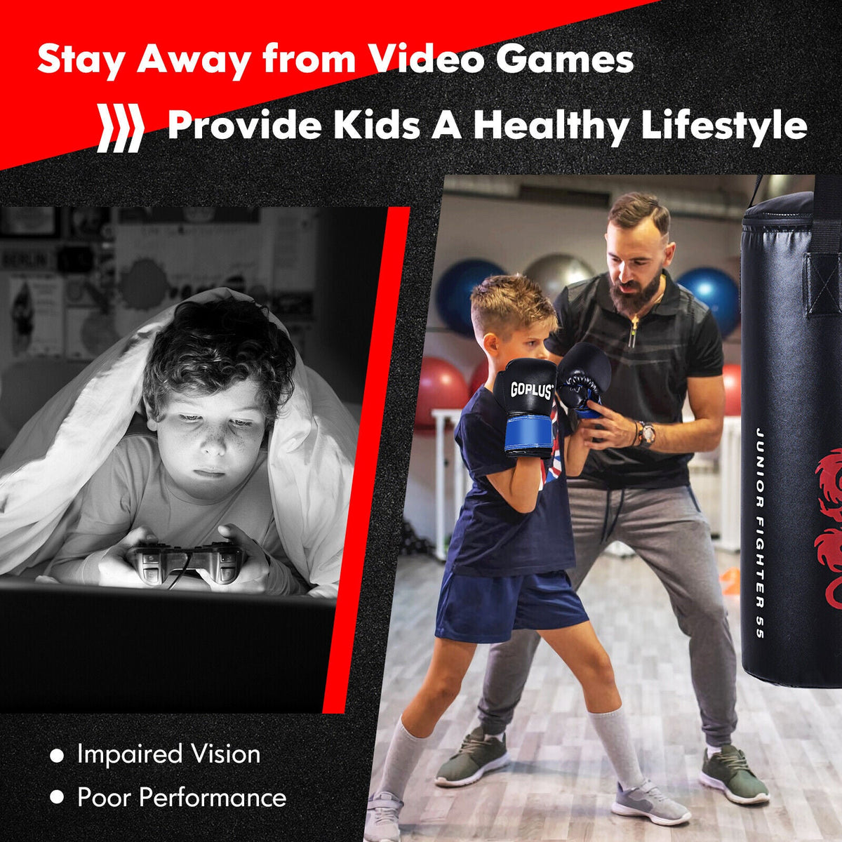 40 lb Punching Bag Set with Gloves, Jump Rope, Hook & Carry Bag