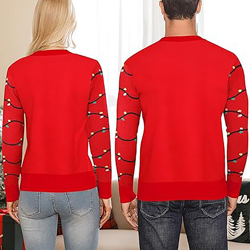 Hot-selling Jacquard Christmas Tree Sweater A Relaxed Laid-back Style For Couples