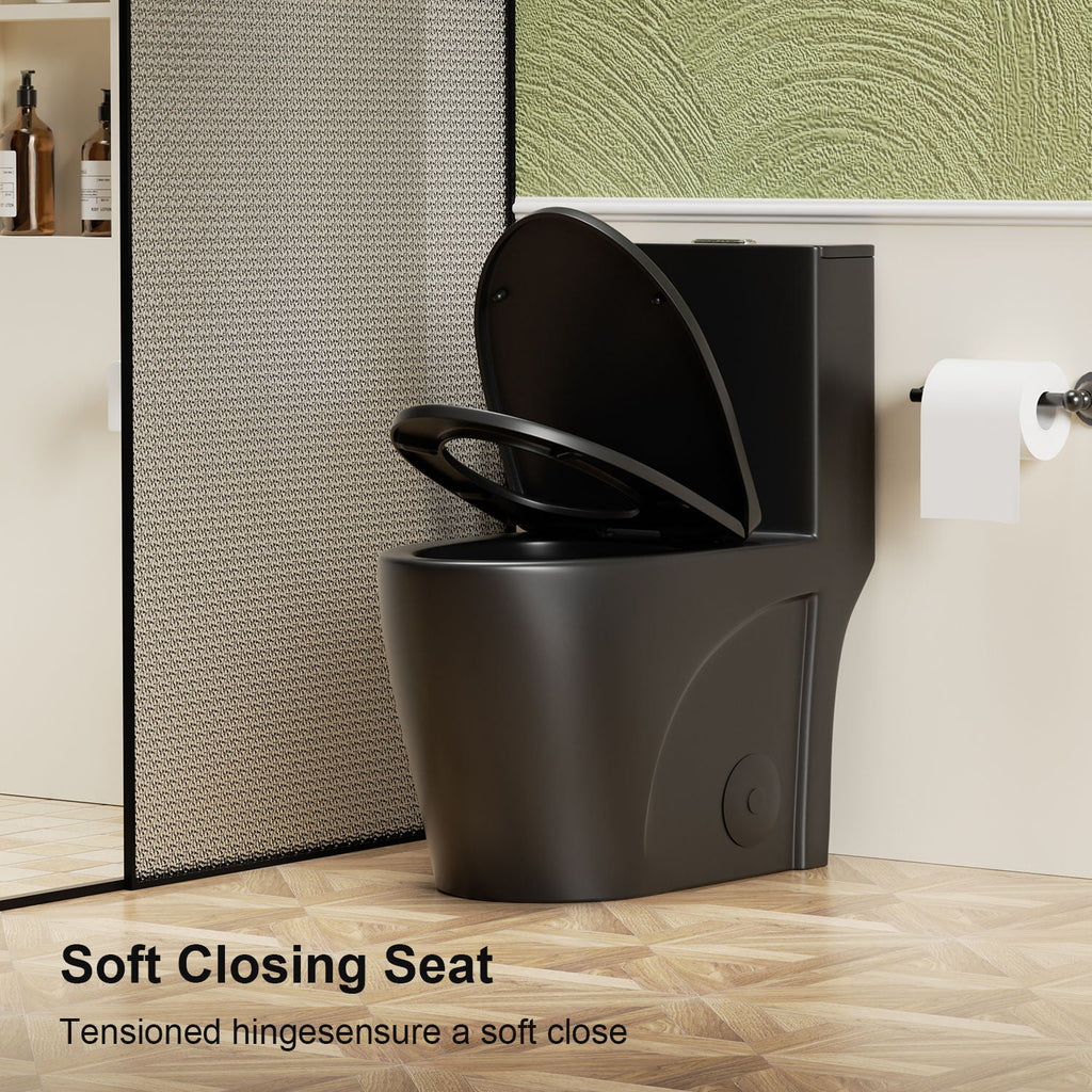One-Piece Tornado Dual-Flush Toilet with Soft-Close Seat - Gray, Pink or Black