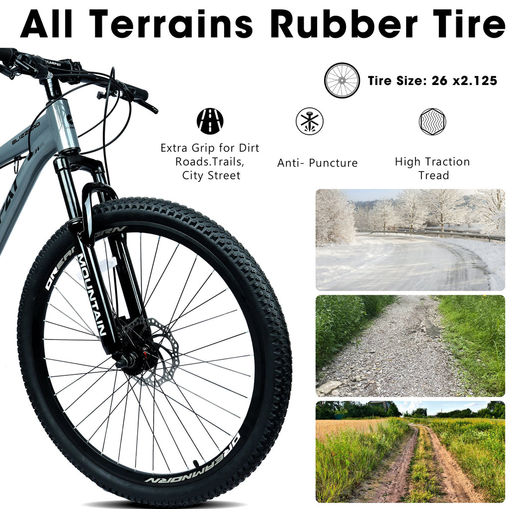 26 Inch All-Terrain Mountain Bike with Disc Brakes - Carbon Steel