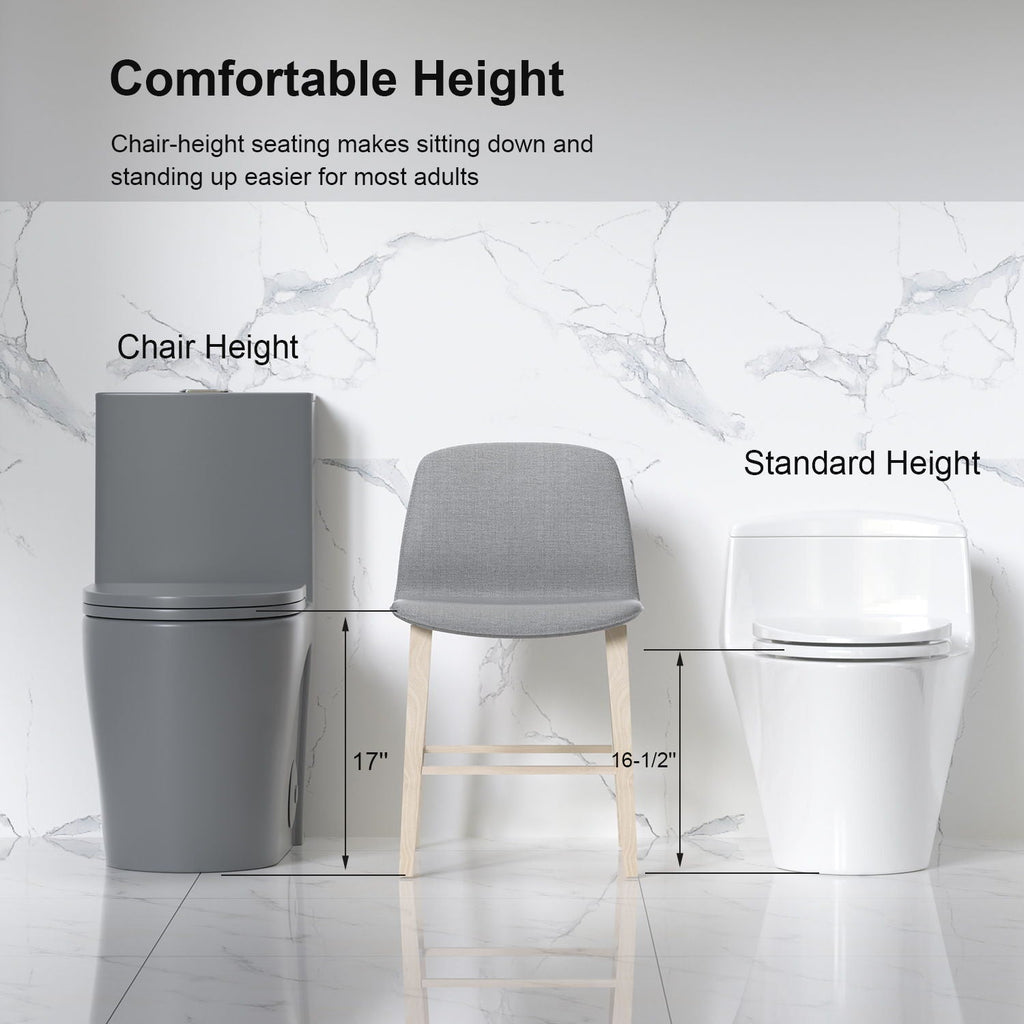 One-Piece Tornado Dual-Flush Toilet with Soft-Close Seat - Gray, Pink or Black