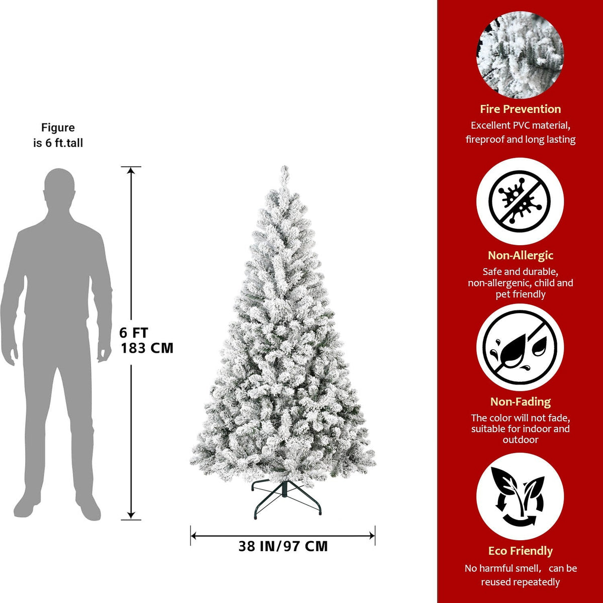 4FT Flocked Christmas Tree with 233 Tips