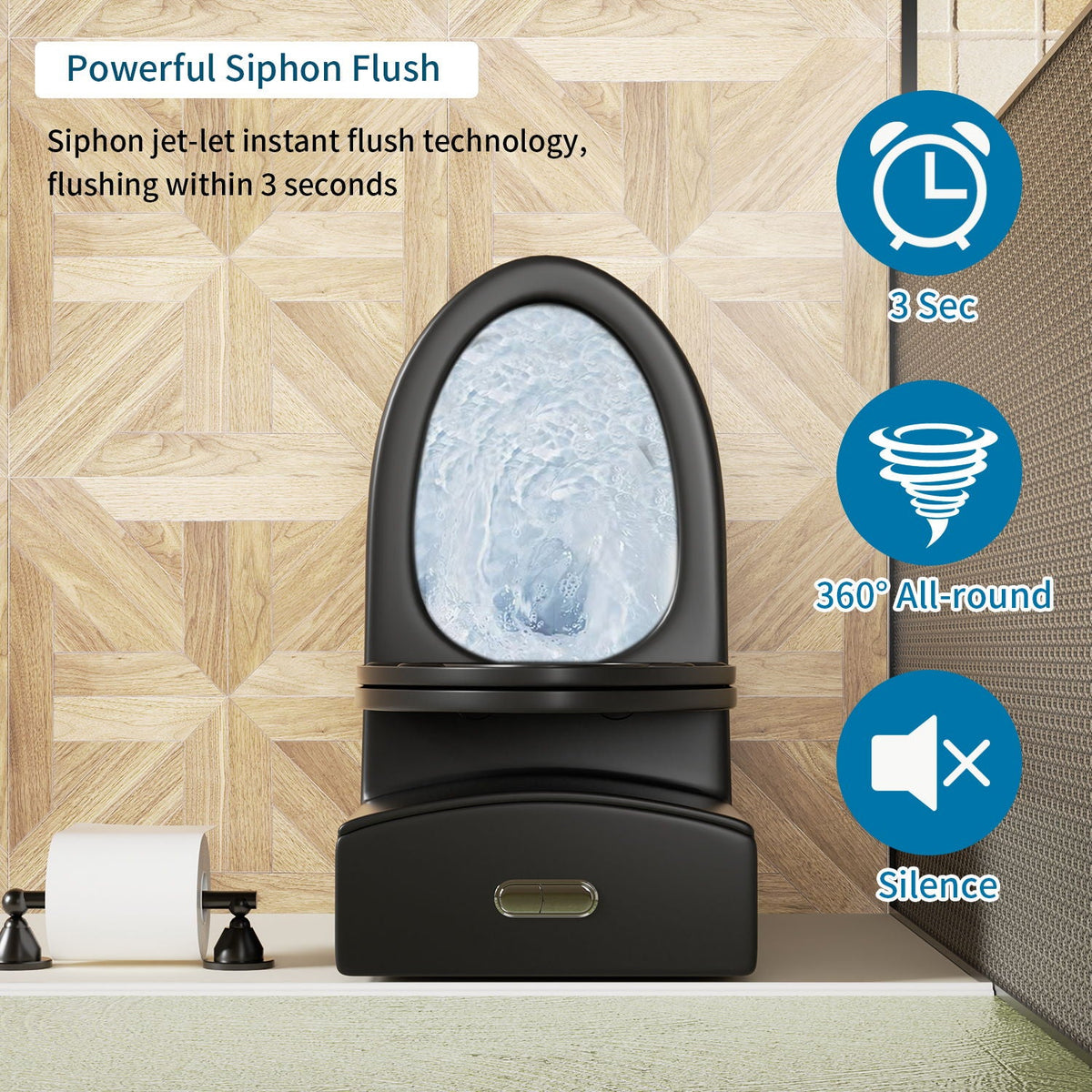 One-Piece Tornado Dual-Flush Toilet with Soft-Close Seat - Gray, Pink or Black