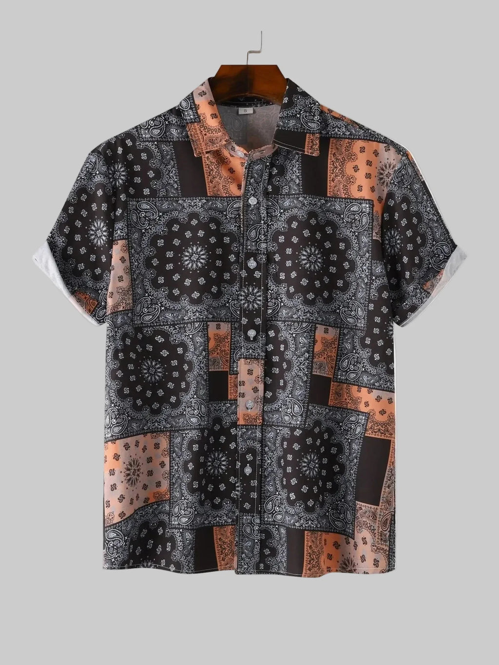Men's Button Up Printed Short Sleeve Shirt