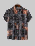 Men's Button Up Printed Short Sleeve Shirt