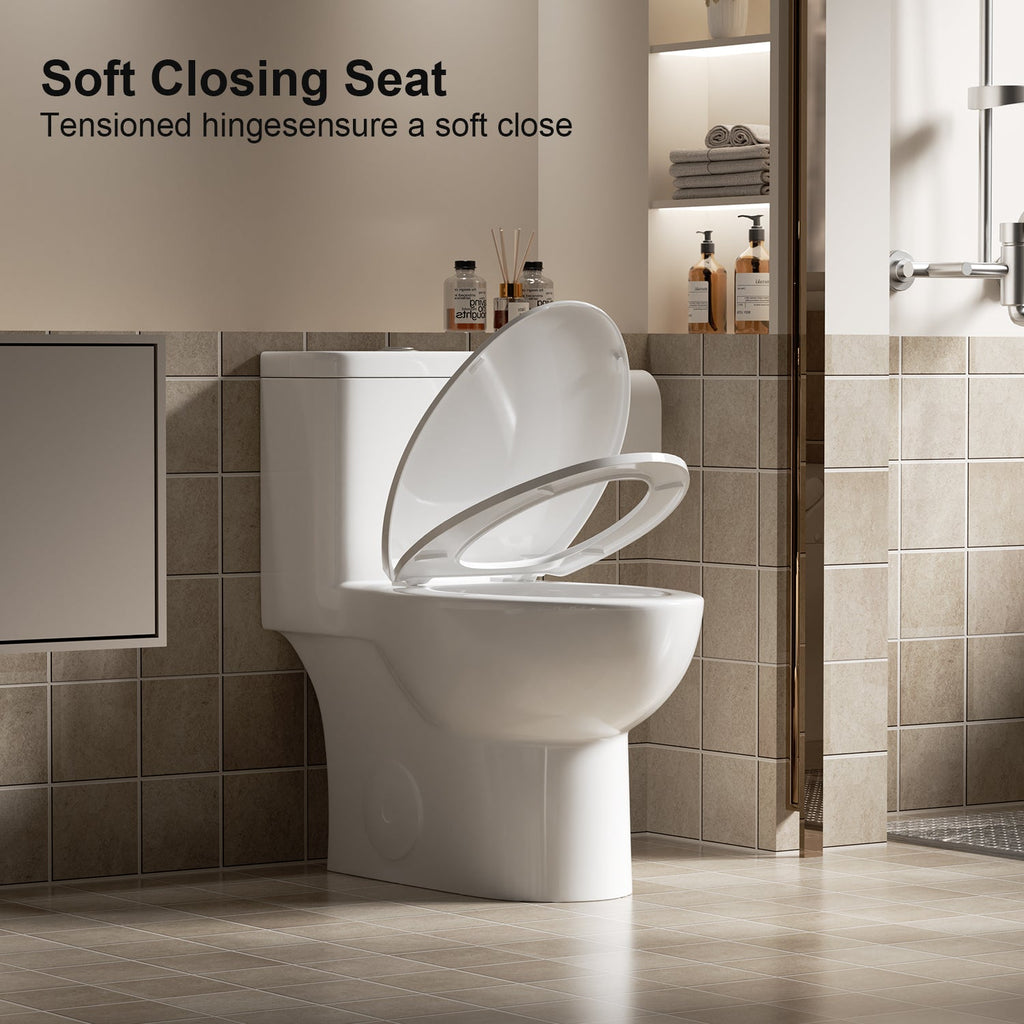 Tornado Flush One-Piece Toilet with Comfort Chair Seat - Gloss White