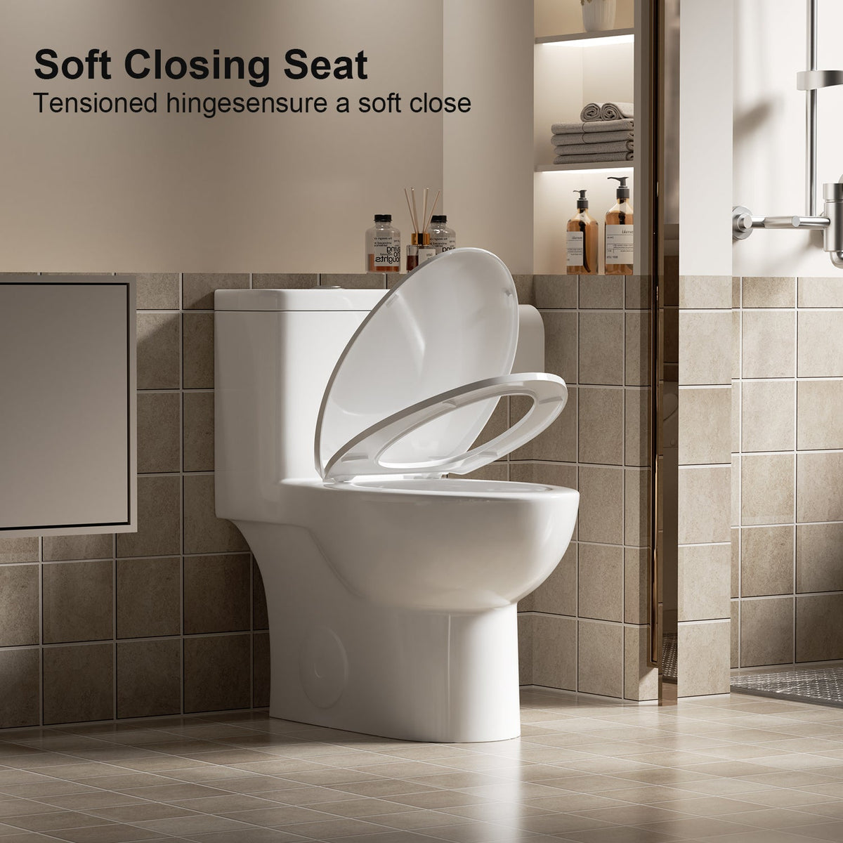 Tornado Flush One-Piece Toilet with Comfort Chair Seat - Gloss White