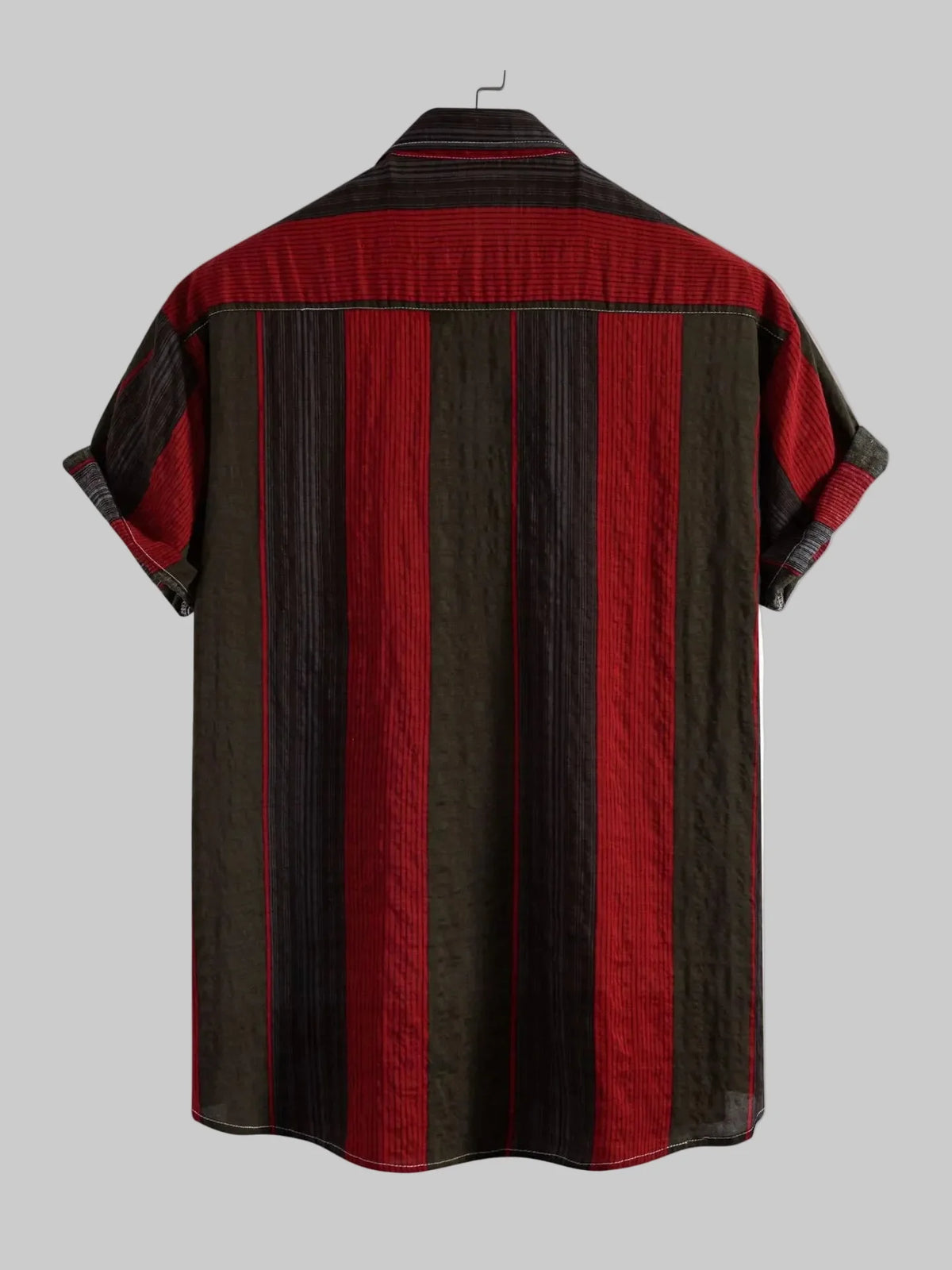 Men's Burgundy Button Up Short Sleeve Shirt