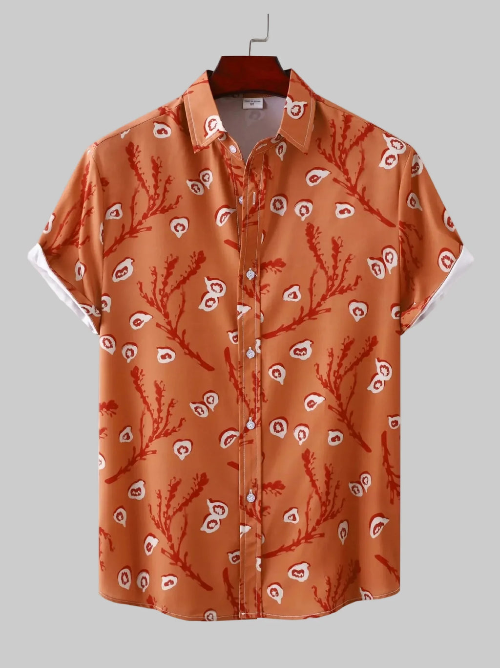 Men's Plus Size Printed Short Sleeve Button-Up Shirt