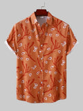 Men's Plus Size Printed Short Sleeve Button-Up Shirt
