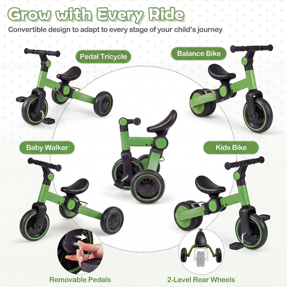 Convertible Toddler Tricycle & Balance Bike — Ages 2–4