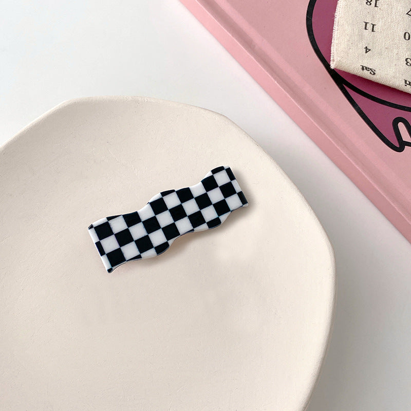 Wavy Checkerboard Hair Clips Sweet Versatile Bangs Clips