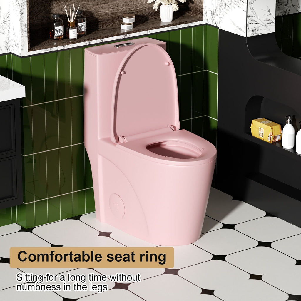 One-Piece Tornado Dual-Flush Toilet with Soft-Close Seat - Gray, Pink or Black