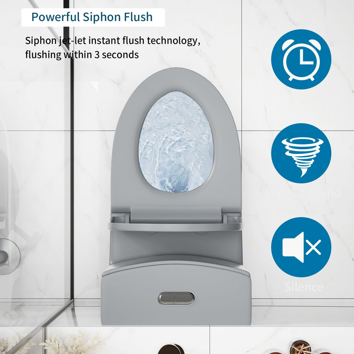 One-Piece Tornado Dual-Flush Toilet with Soft-Close Seat - Gray, Pink or Black