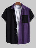 Men's Full Size Classic Color Block Short Sleeve Shirt
