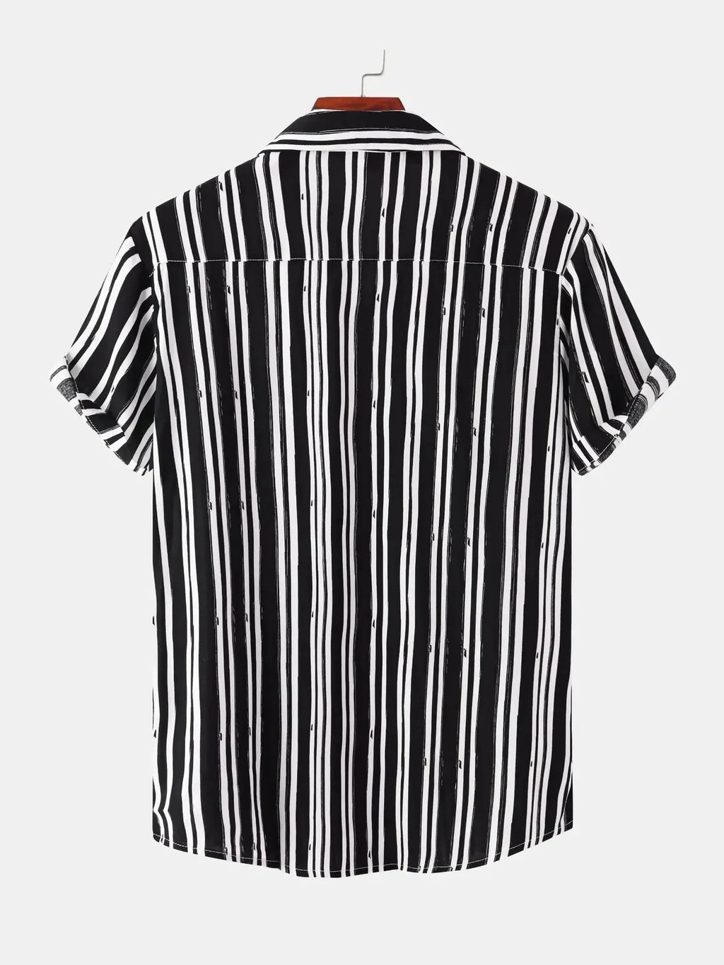 Men's Full Size Striped Short Sleeve Button-Down Shirt