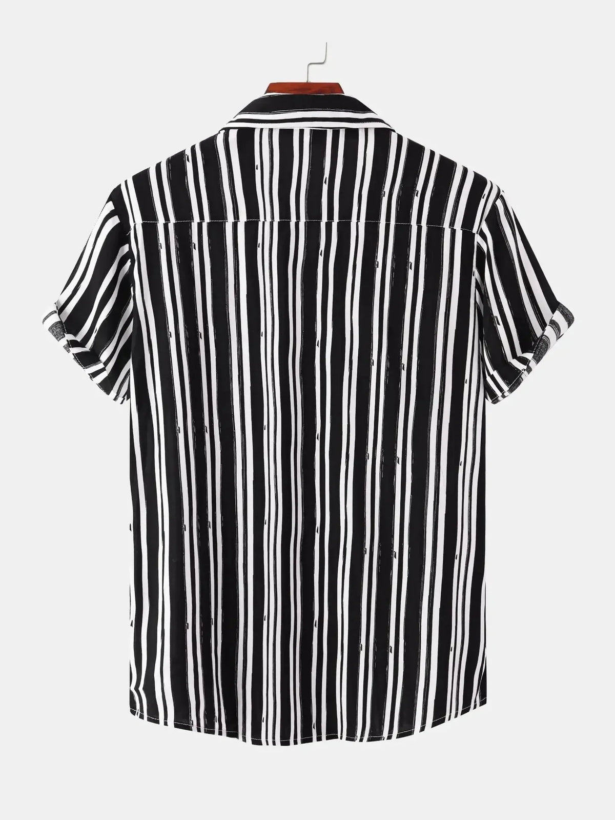 Men's Full Size Striped Short Sleeve Button-Down Shirt
