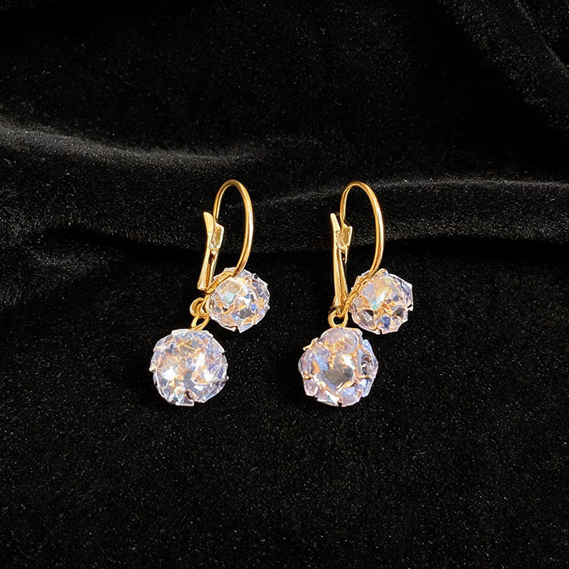 Womens Minimalist Round Rhinestone Pendant Clip On Earrings,Costume Earrings For Daily Party Wear