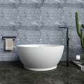 52.7 Inch Round Freestanding Soaking Bathtub with Solid Surface - Matte White