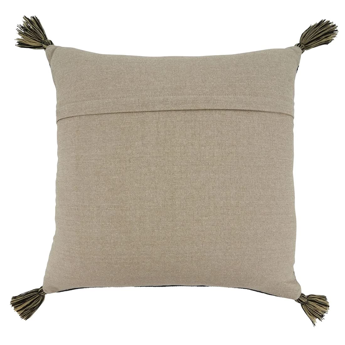 Fennco Styles Hamsa Hand Embroidered Tassel Cotton Decorative Throw Pillow 20" W x 20" L – Black Square Cushion for Home, Couch, Sofa, Bedroom, Office Décor and Special Occasion